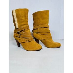 Nine West Camel Suede Sherpa Lined Mid-Calf Women's 9M Boots